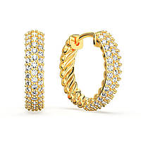 Золотые серьги кольца с бриллиантами 0,42 карат. Желтое золото