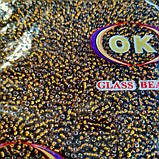 Бісер дрібний прозорий коричневий з жовтою серединкою, фото 2