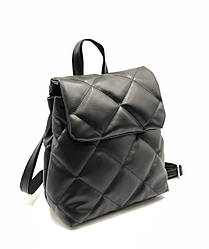 Стильний класичний міський рюкзак жіночий чорний стьоганий