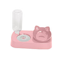 Миска для котов Taotaopets 119906 Pink кормушка с поилкой 22*28,2*14,5 см