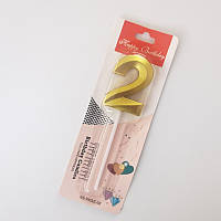 Свічка цифра міні "2" золота грань