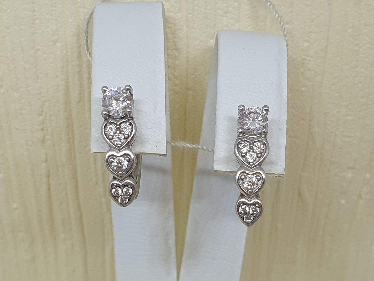 Срібні сережки НАСОЛОДА з фіанітами. 2572/9Р-CZ