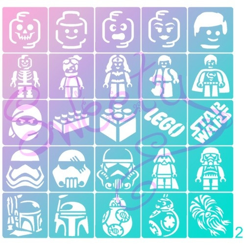 Трафарети Lego клейові 25 шт. для Блиск і Біоту 5х5 см, фото 1