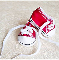 Кеди лялькові на шнурках червоні підошва 7 см взуття для ляльок фабричне на baby born
