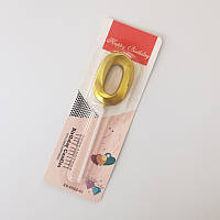 Свічка цифра міні "0" золота грань