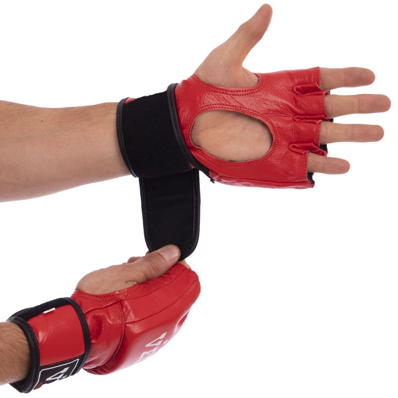 Перчатки для смешанных единоборств кожаные Zelart Velo Fighter 4018 размер L Red - фото 1 - id-p1790575902