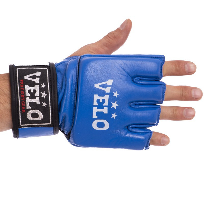 Перчатки для смешанных единоборств кожаные Zelart Velo Fighter 4018 размер XL Blue - фото 2 - id-p1790584076