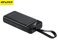 Портативная батарея Power Bank Awei P140K 30000 mAh 22.5W с кабелем Black (P140K)
