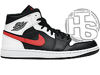 Мужские кроссовки Air Jordan 1 Mid Black Chile Red White 554724-075