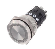 Кнопка металева без фіксації, ударостійка, монтаж в  Ø19 мм, під гвинт, IP65, з підсвіткою 24V AC/DC, жовтий