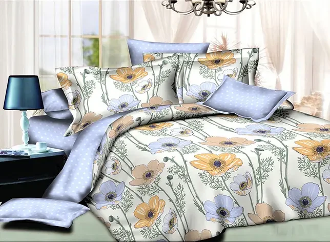 Постільний комплект двоспальний 180х220 Ранфорс LUX на блискавці (20452) Молодіжна постільна білизна двоколірна, фото 1