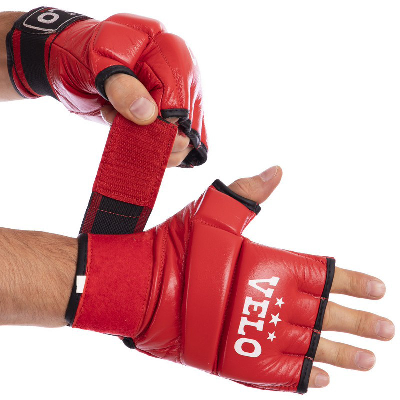 Перчатки для смешанных единоборств кожаные Zelart Velo Fighter 4023 размер L Red - фото 1 - id-p1790607733