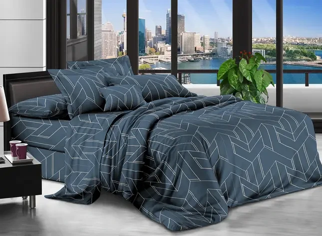 Полуторний комплект постільної білизни 150х220 Ранфорс LUX на блискавці (20440) Постільна білизна з бавовни, фото 1