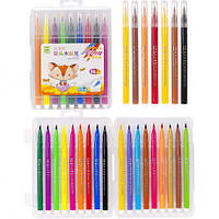 Від 2 шт. Фломастер - пензлик 18 кольорів 1221-18 в пластиковому боксі  купити дешево оптом в інтернет-магазині