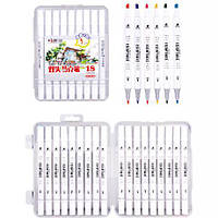 Від 3 шт. Фломастер двосторонній 18 кольорів 8166-18 в пластиковому боксі  купити дешево оптом в інтернет-магазині
