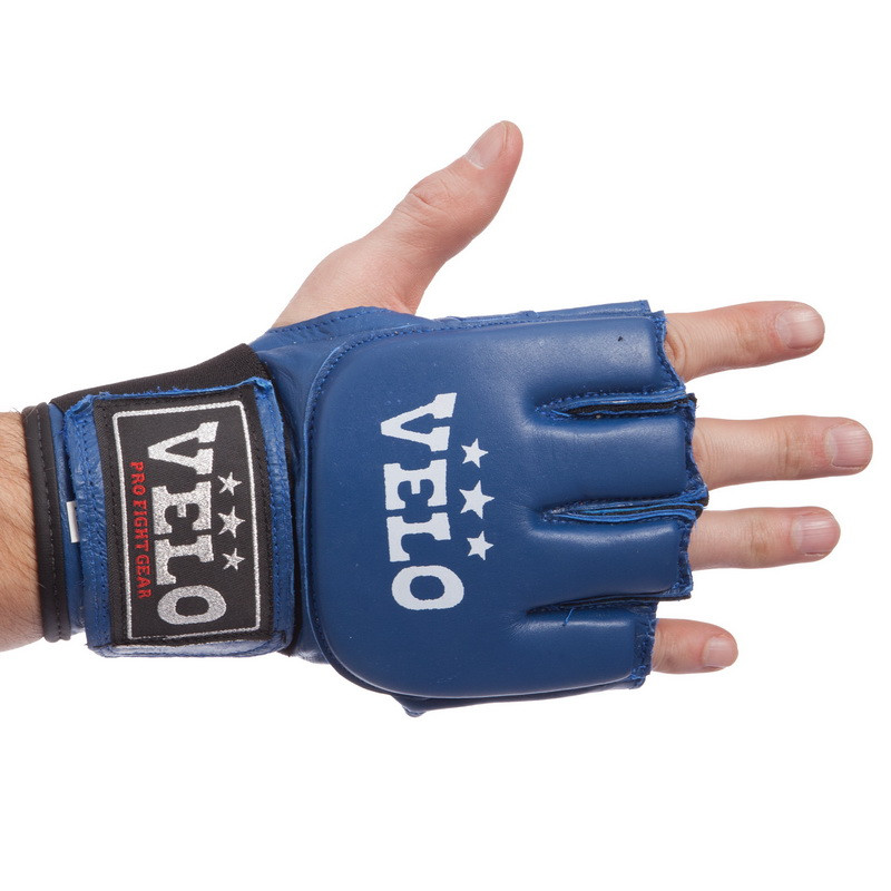 Перчатки для смешанных единоборств кожаные Zelart Velo Fighter 4024 размер M Blue - фото 2 - id-p1790624443