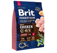 Сухой корм для щенков и молодых собак больших пород (весом от 25 до 45 кг) Brit Premium Junior L 3 кг