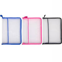 Від 3 шт. Тека А4-333 на змійці з сіточкою прозора 3 кольори купити дешево оптом в інтернет-магазині