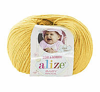 Пряжа Baby Wool 50 г — 175 м (548 Жовтий) Alize, Дитяча пряжа (40%-вовна, 20%-бамбук, 40%-акрил,Туреччина