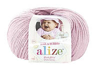 Пряжа Baby Wool 50 г — 175 м (752 Світло-рожевий) Alize, Дитяча пряжа (40%-шерсть, 20%-бамбук, 40%-акрил