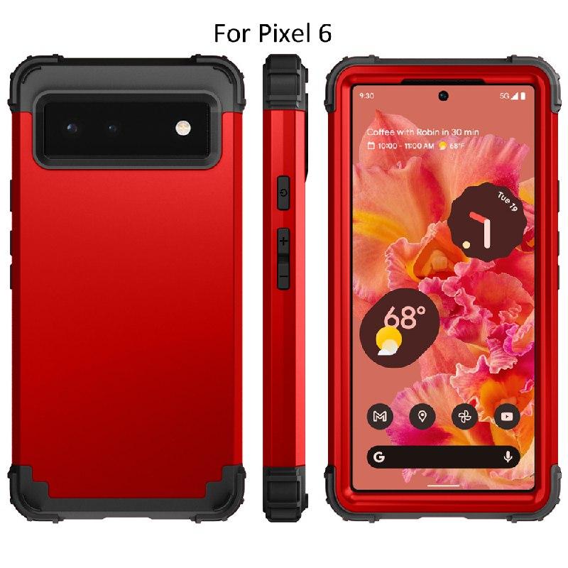 Потужний протиударний чохол для Google Pixel 6 червоний трискладовий бампер