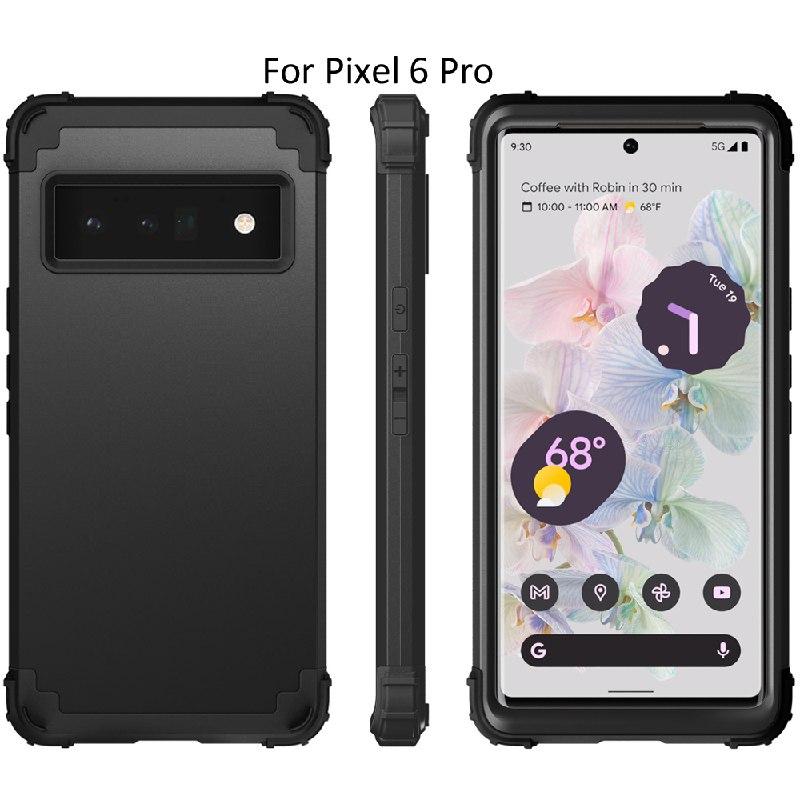 Потужний протиударний чохол для Google Pixel 6 Pro чорний трискладовий бампер