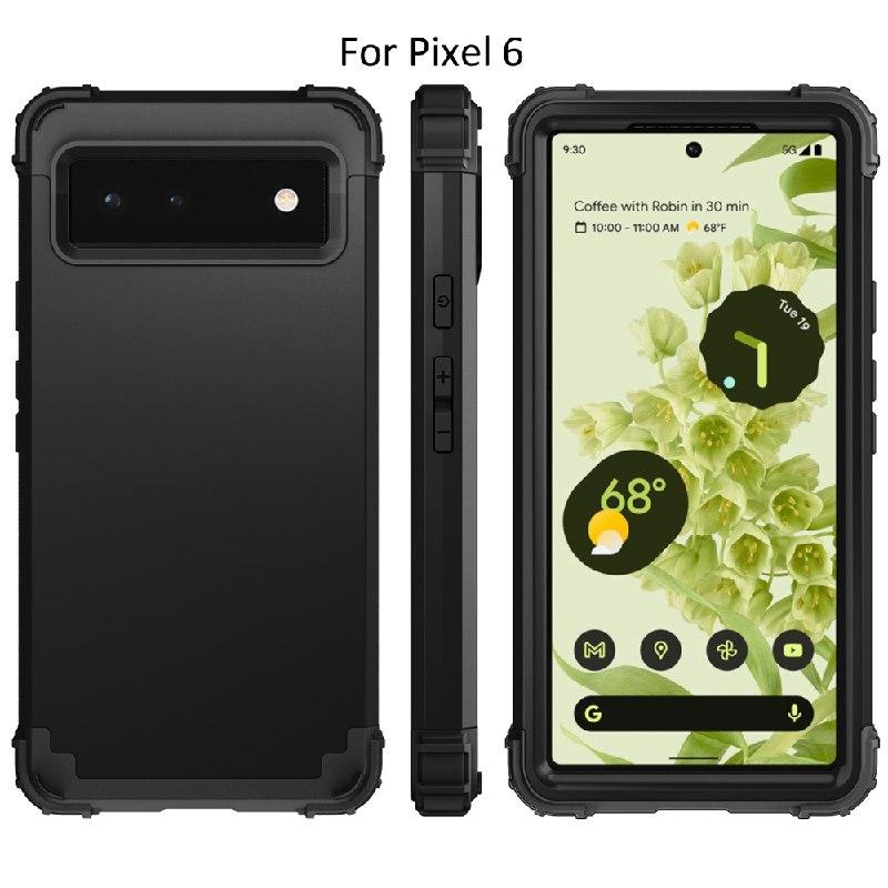 Потужний протиударний чохол для Google Pixel 6 чорний трискладовий бампер