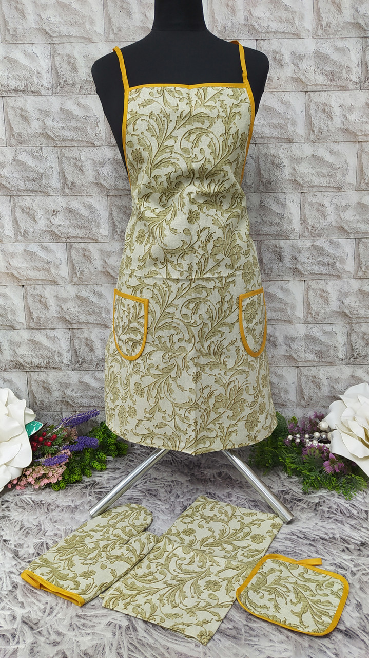 Набір кухонний 4в1 (фартух+рушник+прихватка+рукавиця) тканина льон Н-1000