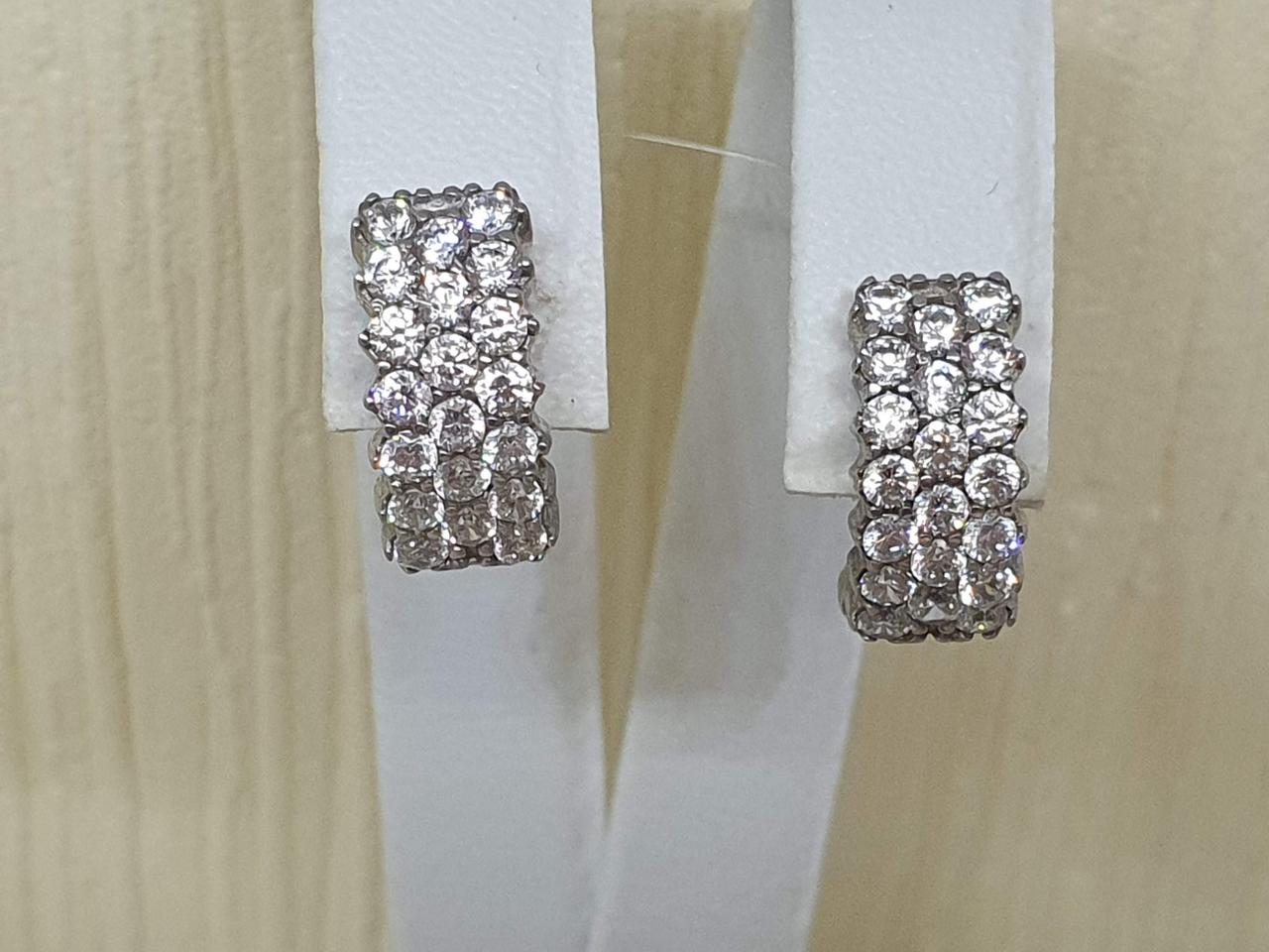 Срібні сережки з фіанітами.   90200080