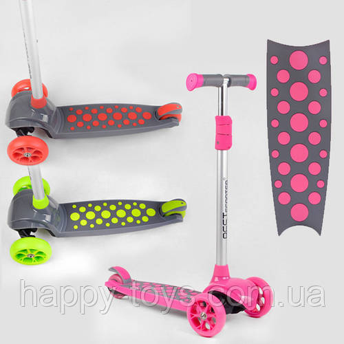 Триколісний Самокат для дівчинки (3 кольори, колеса та дека зі світлом ...