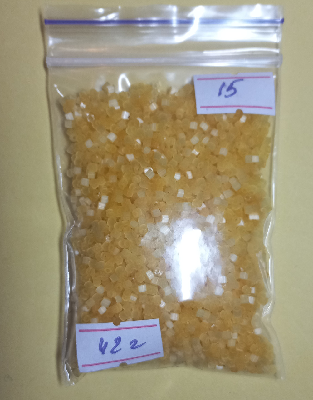 Бісер дрібна рубка , Колір - жовтий (уп.42 грам), фото 1