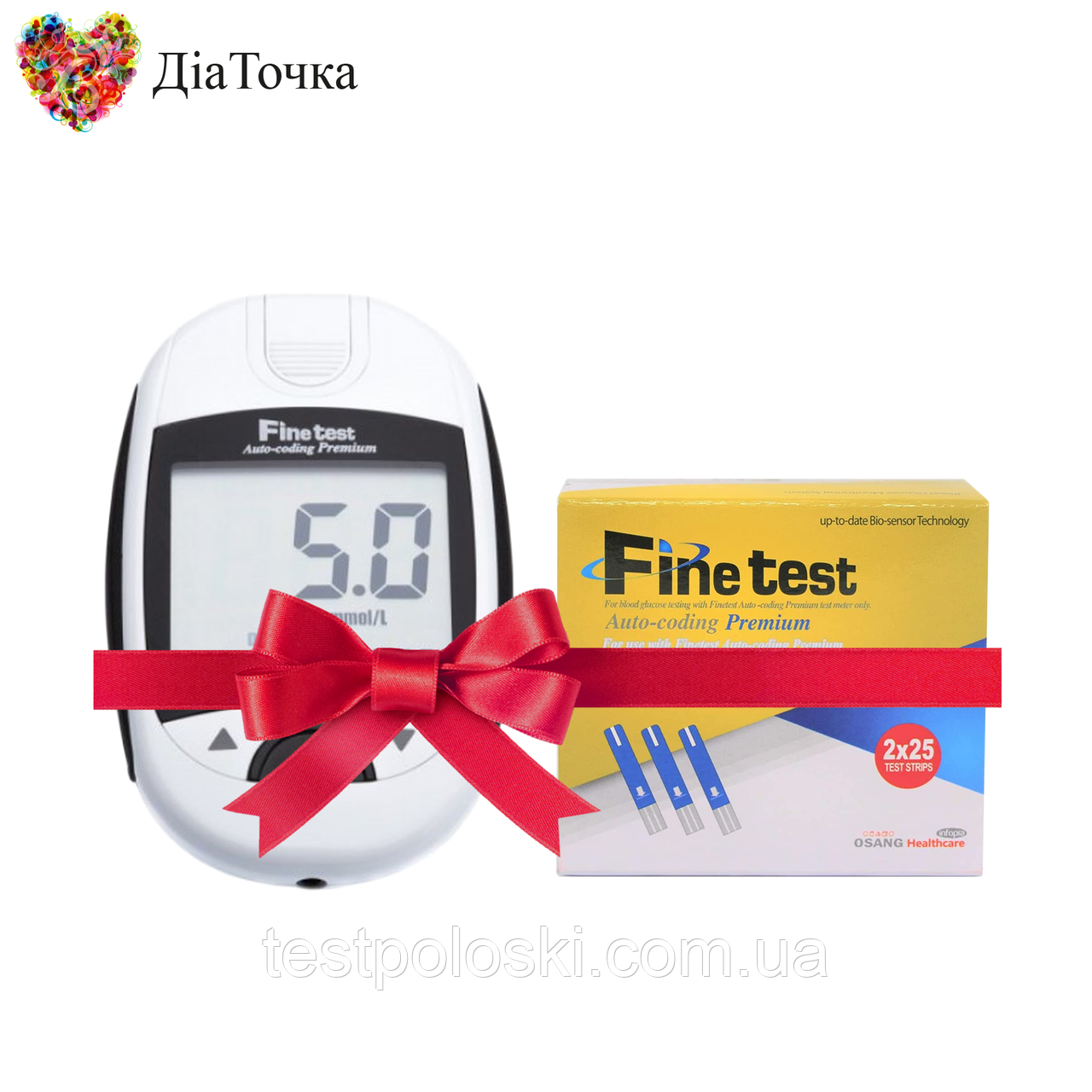 Глюкометр Finetest Premium (Файнтест Премиум) + 50 тест-полосок - фото 1 - id-p1790665586