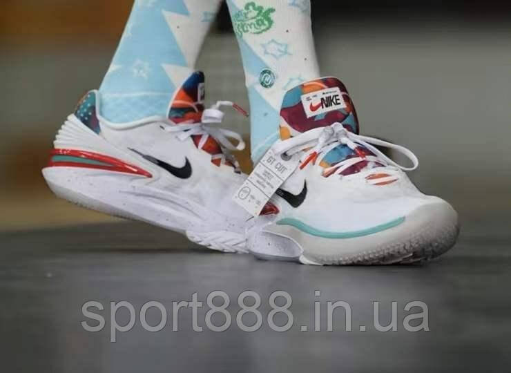 Баскетбольні кросівки Nike Air Zoom GT Cut 2 Leap High White Red білі, фото 1