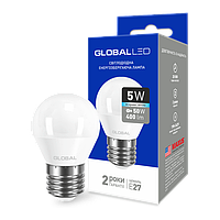 LED лампа GLOBAL G45 F 5W 220V E27 (яскраве світло)