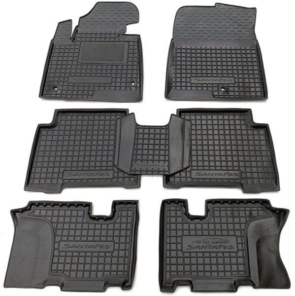Килимки в салон гумові для Hyundai Grand Santa Fe 2014-2018 7 місць / Гумові килимки Хюндай Гранд Санта Фе, фото 1
