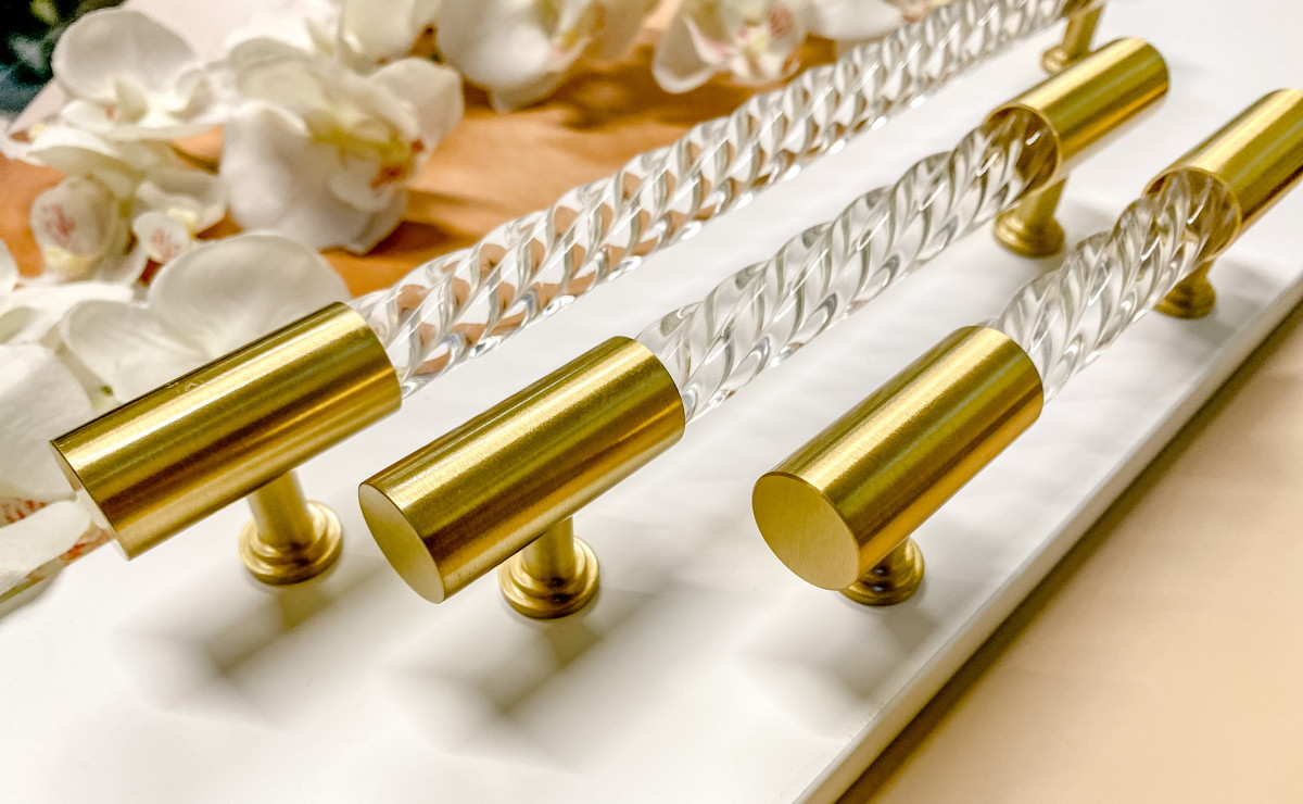 Ручка-скоба сучасна класика RT-NL-GM латунь з акрилом