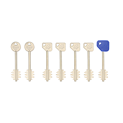 Набір ключів до замків серії 7100/8100 з гостьовим ключем - 5+2 ключів - 98 мм
