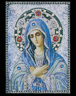 Алмазна вишивка ікона "Пресвята Богородиця Єрусалимська", 30х40 см, дзеркальні та спеціальні стрази