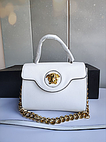 Женская кожаная брендовая сумка Versace Версаче черная, женские модные сумки, брендовые сумки белый