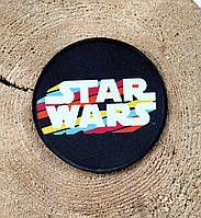 Нашивка на одежду Star wars Звездные Войны на клеевой основе термонашивка черная с разноцветным логотипом
