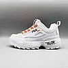 БЕЛЫЕ Кросівки Fila Disruptor 2 Off-White "YALOR" з ОРАНЖЕВІ шнурками на високій підошві унісекс, фото 7