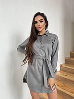 Замшеве плаття-сорочка смарагдового кольору розміри (42.44.46.48.)