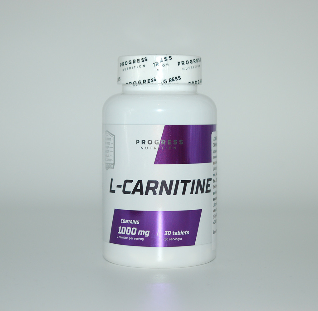 Л-карнітин, L-carnitine, Progress Nutrition, 1000 mg, 30 таблеток