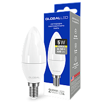 LED лампа GLOBAL C37 CL-F 5W 220V E14 (тепле світло)
