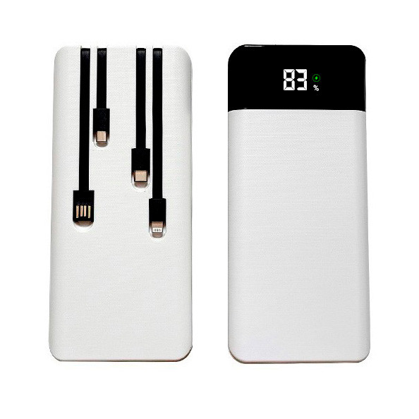 Корпус повербанк Power Bank на 14* 18650 21700 2.1А з набором кабелів USB Lighting Type-C і ліхтариком, білий