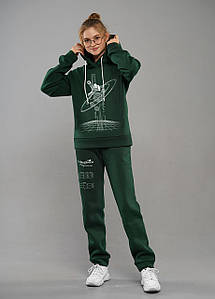 Костюм спортивний для дівчинки підлітка дитячий теплий тринитка з начосом фліс Ellie Смарагдовий Tiaren зима