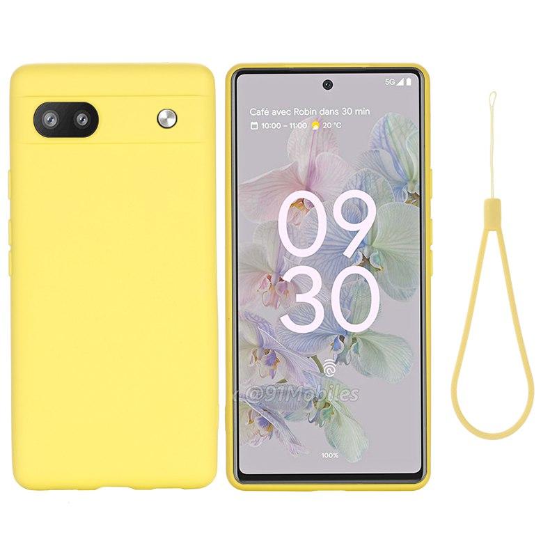 Силіконовий чохол із мікрофіброю для Google Pixel 6А жовтий софт тач бампер