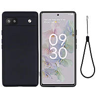 Силіконовий чохол із мікрофіброю для Google Pixel 6А чорний софт тач бампер