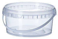 500 мл Ведро (тара) пластиковое (емкость) пищевое (баночка) 0,5 л круглое прозрачное