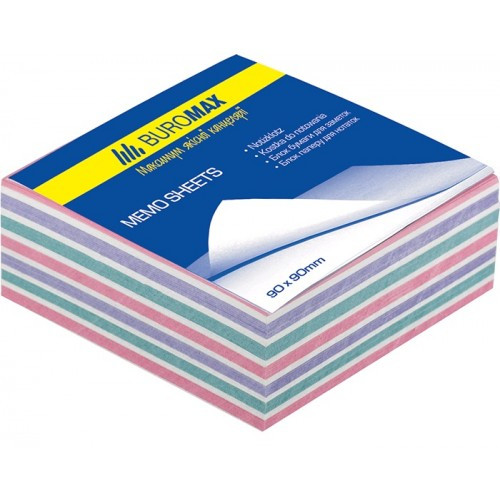 Блок паперу BUROMAX 2252 д/нотаток Зебра склеєний 80*80*30мм (1/72)
